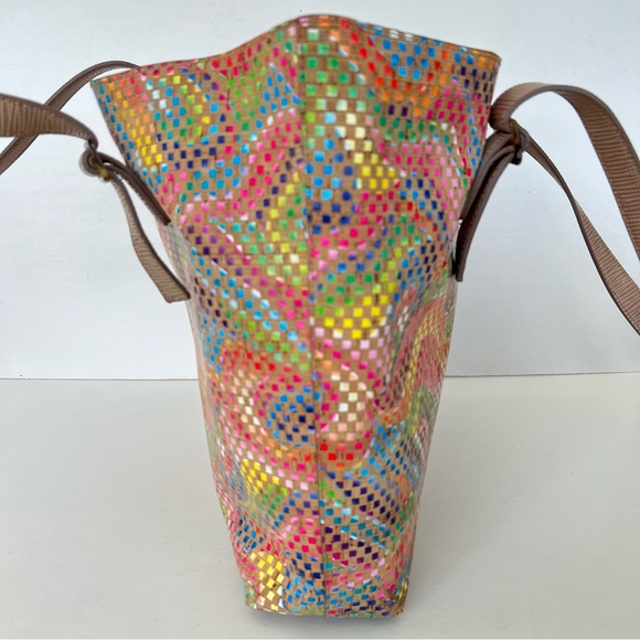 SONDRA ROBERTS Boho Multicolor Mosaic Cork w Pouch Shopping Shoulder Bag Tote - Picture 8 of 13